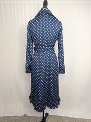 Vintage 60s Victor Costa Dress Medium Blue Polka Dot