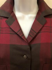 Genuine VTG PERRY ELLIS Sz 2 Maroon Plaid Silk Button Down Long Sleeve Shirt