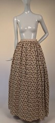 FULL VOLUME 1870’S GEOMETRIC PRINT CREPE BUSTLE SKIRT 