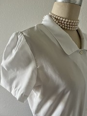 Vintage 1970s Mod Dress Navy Blue White Mock 2-Piece Secretary Style Size 10