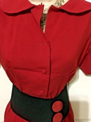 Vintage 1960’s retro red dress pleated skirt short ‘Ro-Nel of California’