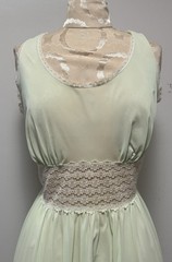 Ctg 70s Pastel Green Nightgown Slip Dress M Lace Empire Waist Prairie Boho USA