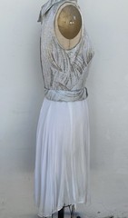 Vintage Elinor Gay Silver Threads with Cream Skirt Cocktail Dress