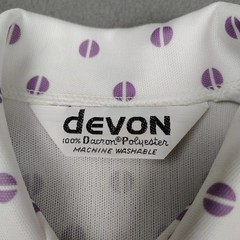 Vintage 70s Disco Shirt Women M/L White Purple Eye Dagger Collar Thin Dacron Mod
