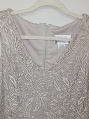 Vintage S.L. Fashions Gray Nude Floral Lace Crochet Maxi Dress Cottagecore 10