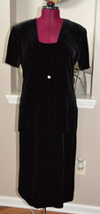 Rhapsody 90’s Vintage Black Soft velour short sleeve long dress, sz 14