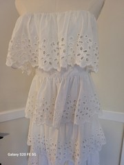 Vintage 1970’s Marita by Anthony Muto Cotton Eyelet Tiered Strapless Dress