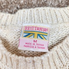 Vintage Brittania 80s Short Sleeve Sweater Cream Abstract Geometric Squiggles M