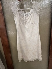 Y2K Vintage Mesh Midi Dress Medium White And Cream Fairy Whimsigoth