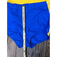 Vintage 1970s Mahopac track gym uniform Blue & Yellow Tank and Shorts Set
