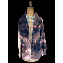 Moonshine Salvage Be Kind Puppy Dog Bleached Flannel Shirt M One of a Kind