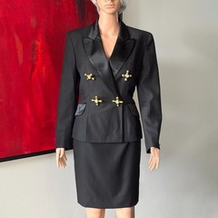 MOSCHINO Cheap and Chic black skirt suit w/ Faucet Handle size 42 from F/W 1991