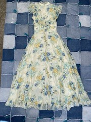 70s Vintage Floral Ruffle Prairie Maxi Dress Cottagecore Boho Romantic Small 26W