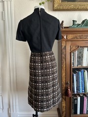 Vintage 1960s Mod Dress Set 2 Piece Jacket & Midi Dress Knit Preppy Mock Neck S
