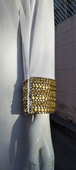 Goddess Bombshell Cosplay Egypt Long Sleeve Mermaid Cleopatra Gown Gold Metals M