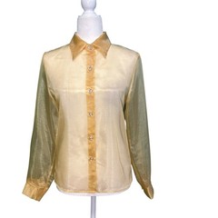 Vintage 90s Tiramisu Sheer Button Down Blouse