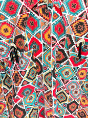 Vintage Southwestern Western Shirt Womens S Aztec Geometric Print Snap Front USA