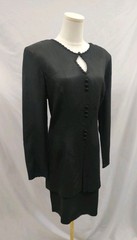80’s Vintage Studio 1 Dress Black Jacket Dress Style Keyhole Neck Braided Trim L