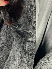 VTG Black Persian Lamb Broadtail Coat Mink Fur Collar Glam Classic S/M Old Money