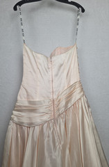 VTG 80s Zum Zum Pink Lace Jacquard Strapless Corset Prom Dress Asymmetrical Tier