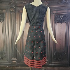Vintage 1960’s Dress Black Red White Polka Dot Short Sleeve Retro Secretary