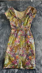 GLAMOUR COUTURE QUALITY VINTAGE 1950’S FLORAL GOLD LAME BROCADE PARTY DRESS