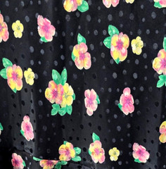 Jo Intimates Satin Slip Dress L Ruffle Knee Length Black Floral Pink Vintage 90s