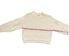 Vintage Cropped Sweater Pullover Chunky Knit Cream Textured Moulin Rouge