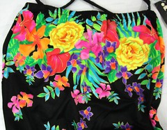 Vintage Deadstock Gabar Neon Floral Two Piece Tankini Swim Bathing Suit 8 NEW