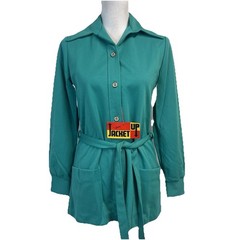 Sears Up by Glamour Jacket Women’s Size 10 Vintage 1970s Green Double Knit Tie B