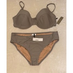VTG J.Crew NWT Underwire Bikini 1993 Swimsuit Set Gray Taupe Earthy L Large/38DD