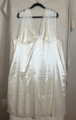 SILKY SOFT FROSTED SHINY FRILLY NIGHTIE SLIP CAMI TOP LINGERIE 5X