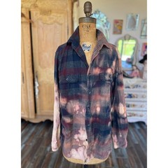 Moonshine Salvage Be Kind Puppy Dog Bleached Flannel Shirt M One of a Kind