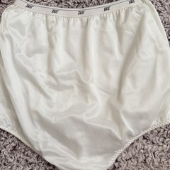 Nylon Panty Medium White Granny Sissy Briefs Lined TAIL Lundie Gusset USA Vtg