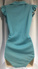 Vtg Blue Diamond Print Nylon Bodysuit Zip Wide Collar Top M USA