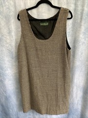 VTG 80s 90s Harvé Benard Wool Houndstooth Jumper Dress Lined Pockets XL 16 GUC