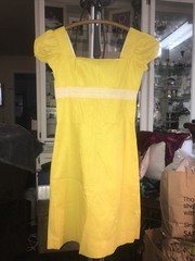 Vintage Yellow 1960’s Dress Hand Made Metal Zipper With Hook & Eye