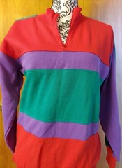CARRIAGE COURT Women’s Small Colorblock Sweatshirt Shirt Red Purple Green NWT