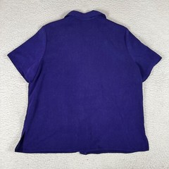 Vintage Units Top Women Size XL Purple Collared Short Sleeve Poly Made in USA