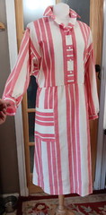 VINTAGE Shirt Dress TRENDS JERRIE LURIE Red White Rare Classic Dolman Pockets