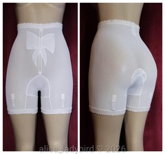 Vintage ISIS Long-Leg PANTY Girdle GARTER Belt Nylon LLPG Coquette Bow Shorts ~M