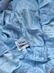 Vintage 1970s Darling Body Fashion Blue Nylon Teddy Lace XXS Lingerie