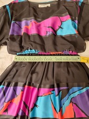 VTG 80s Lizzy & Johnny Lucero Abstract Geometric Chiffon Midi Dress Size 8 Sheer