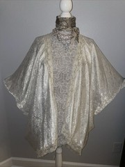 Victorias Secret Vintage Batwing Brocade Open Front Robe Dressing Gown Lace O/S