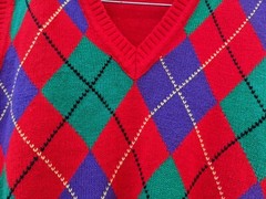 Eclipse VTG 80s Preppy Diamond Argyle Print Golf Sweater Vest red green purple M