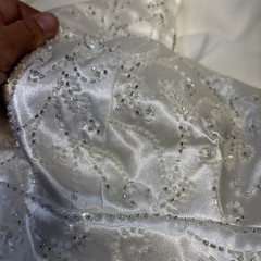 Vintage Oleg Cassini Off White Sequin Beaded Halter Top Wedding Gown Dress sz 10
