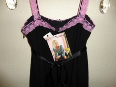 VTG ’90S NWT BETSEY JOHNSON BLACK & LILAC LACE EMPIRE WAIST BABYDOLL SLIP SIZE 2