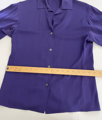 Vintage Perry Ellis Portfolio Silk Blouse Size 4 French Cuff! Full Button Purple