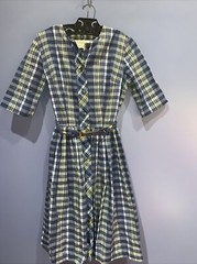 Small Plaid Dress, Button Front Vintage, Schoolgirl, 1950 Bobbie Brooks Petites