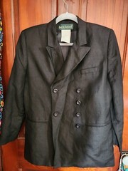 Vintage Harve Benard Black Blazer Size 8 Linen Rayon Button Down Jacket